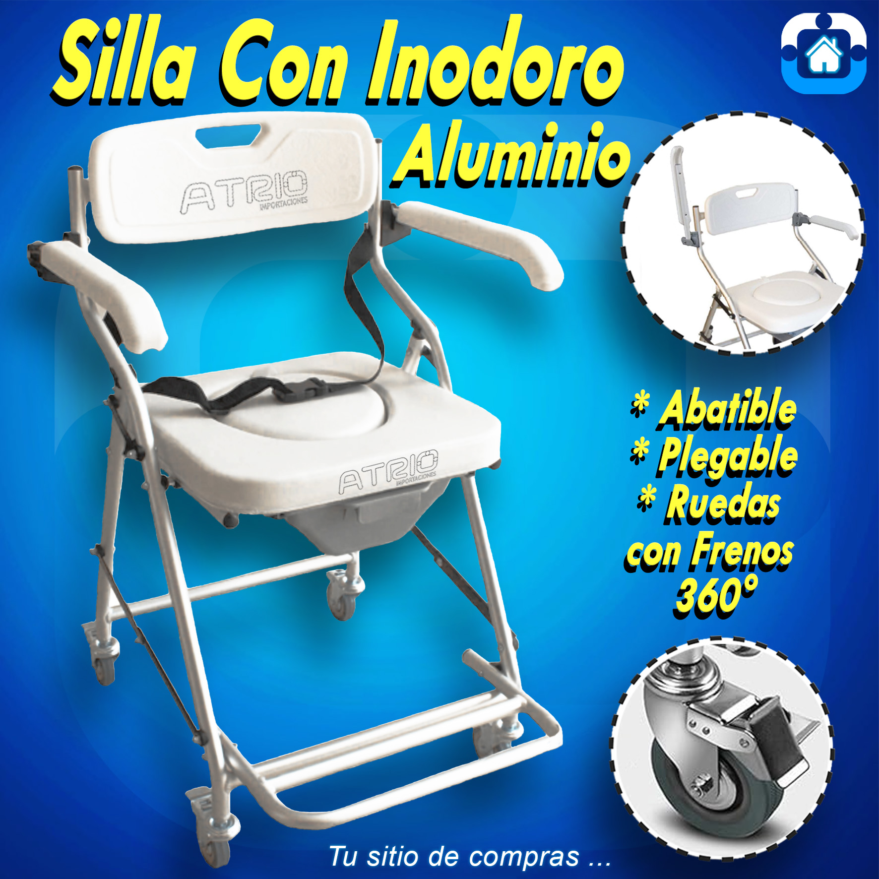 SILLA CON INODORO DE ALUMINIO ABATIBLE