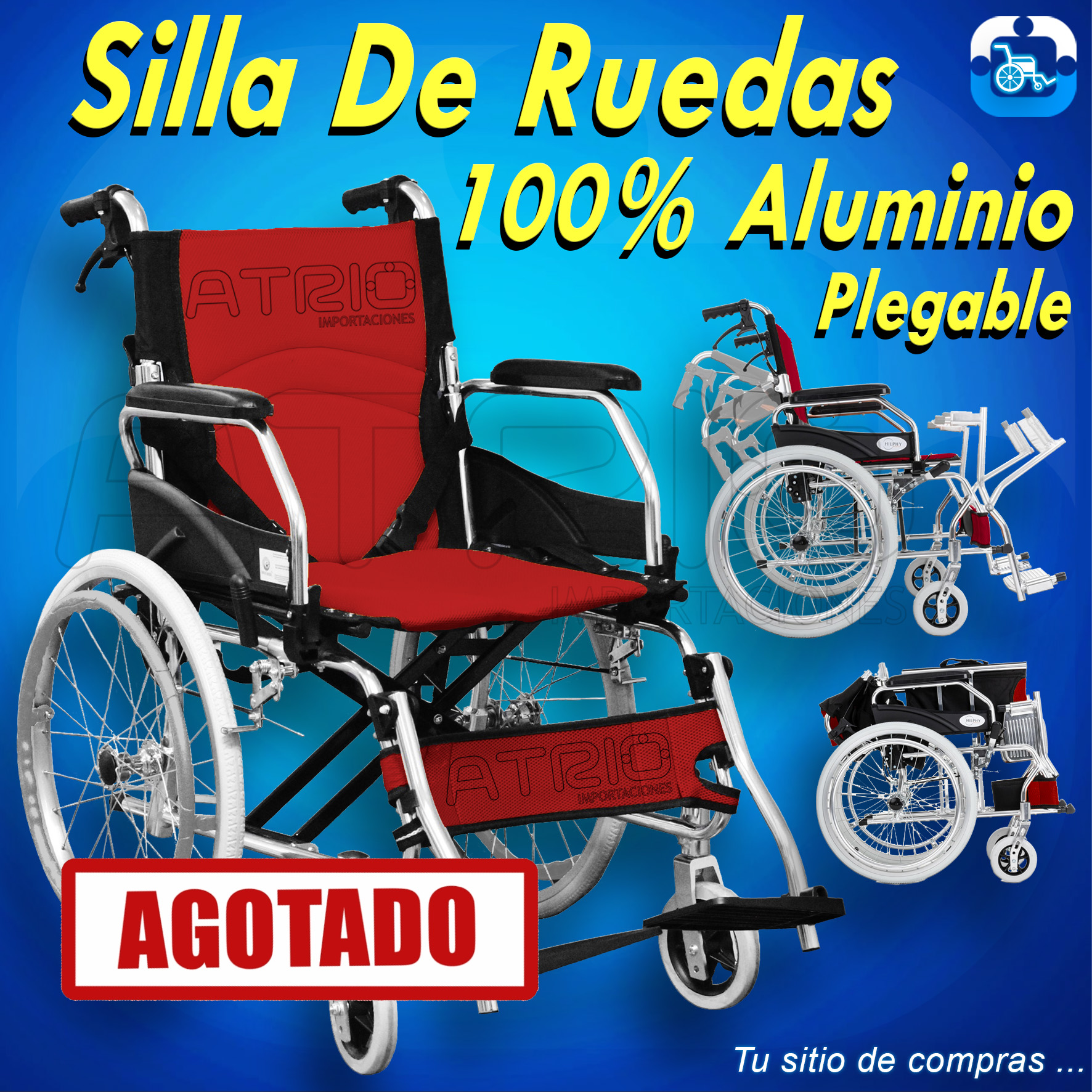 SILLA DE RUEDAS ALUMINIO ROJA LLANTAS BLANCAS
