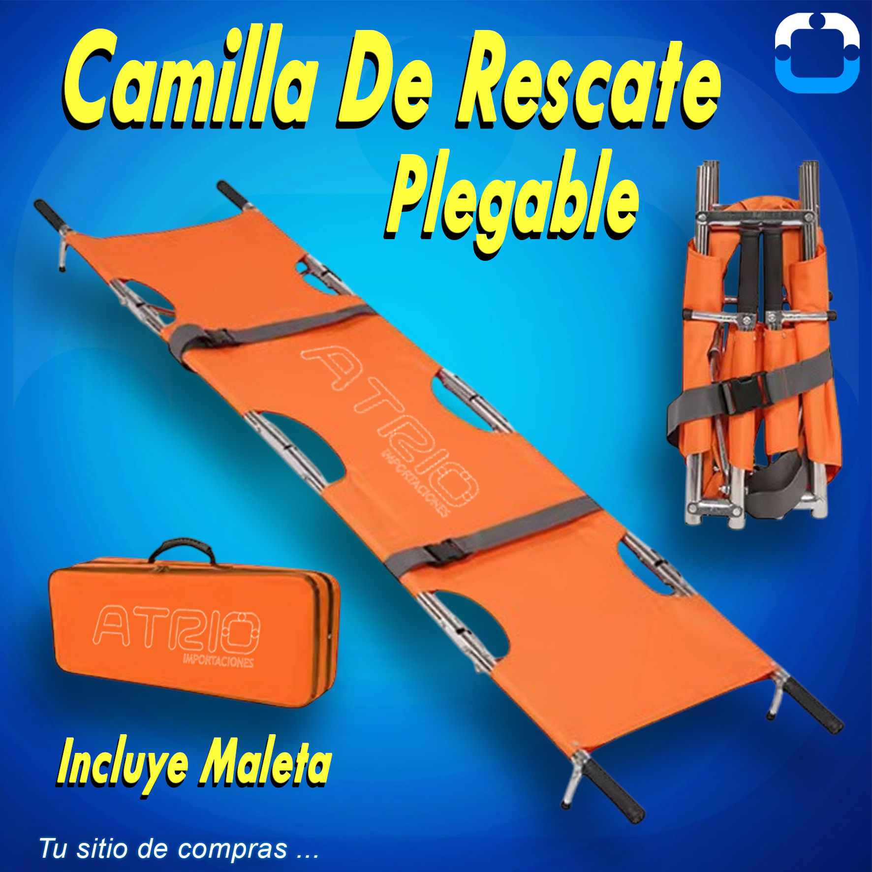 CAMILLA DE RESCATE PLEGABLE NARANJA