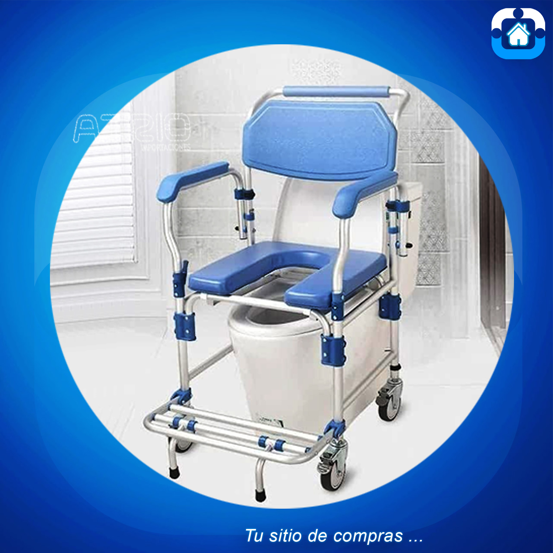 SILLA CON INODORO DE ALUMINIO ABATIBLE CELESTE 1